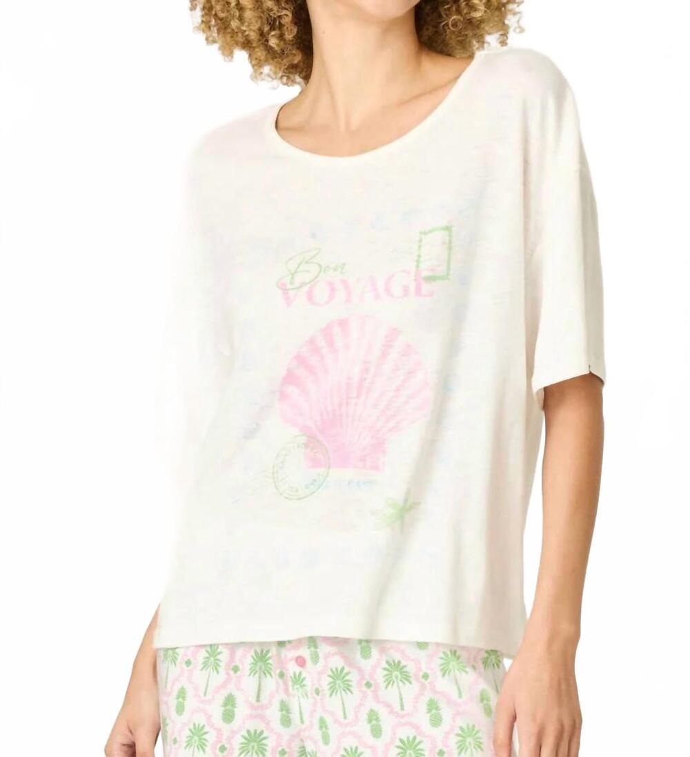 NEW PJ SALVAGE playful prints bon voyage short sleeve tee in ivory